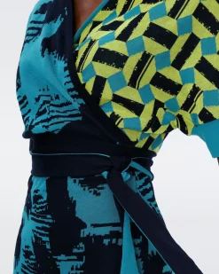 Aya Knit Jacquard Wrap Dress-dvf Fashion