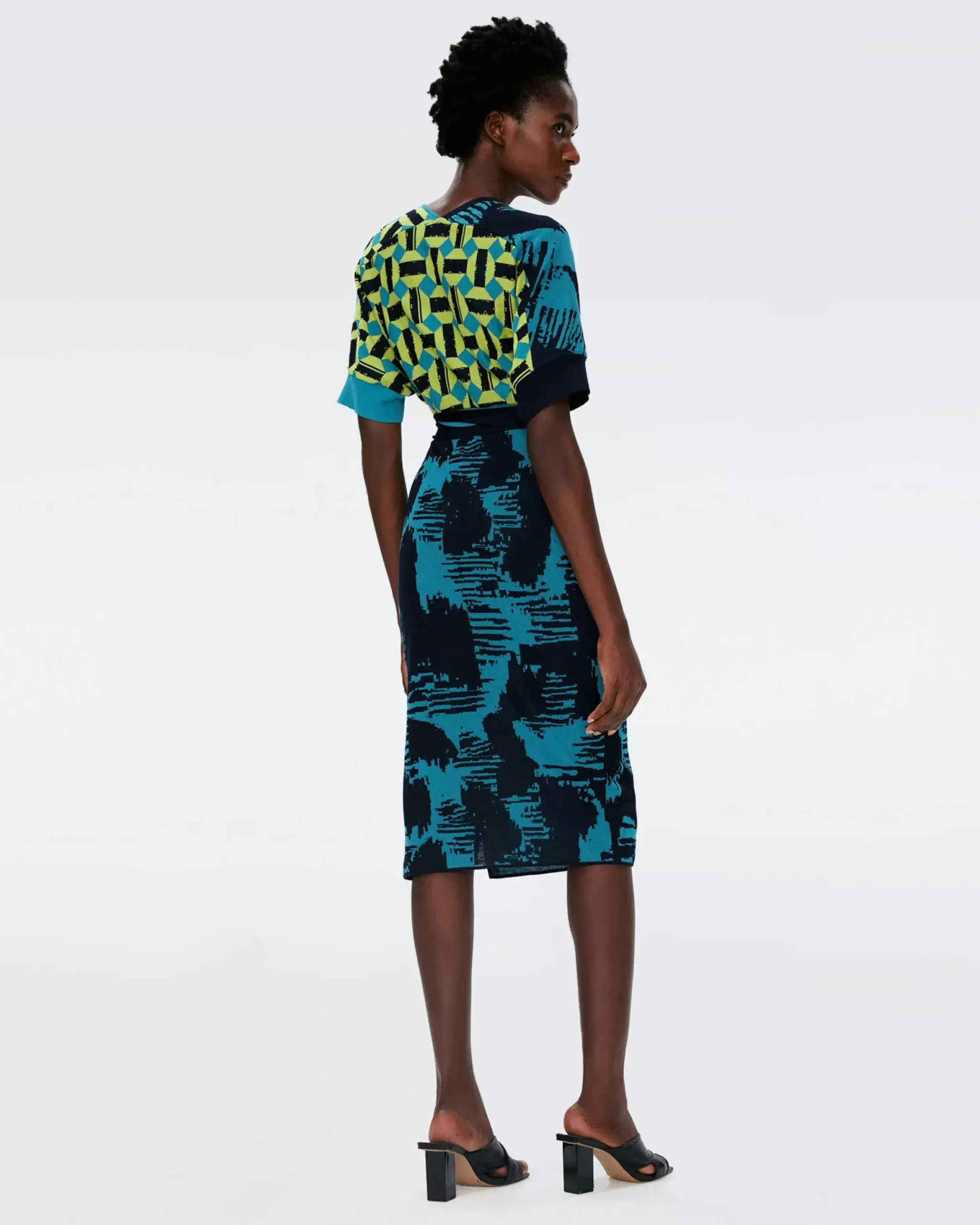 Aya Knit Jacquard Wrap Dress-dvf Fashion