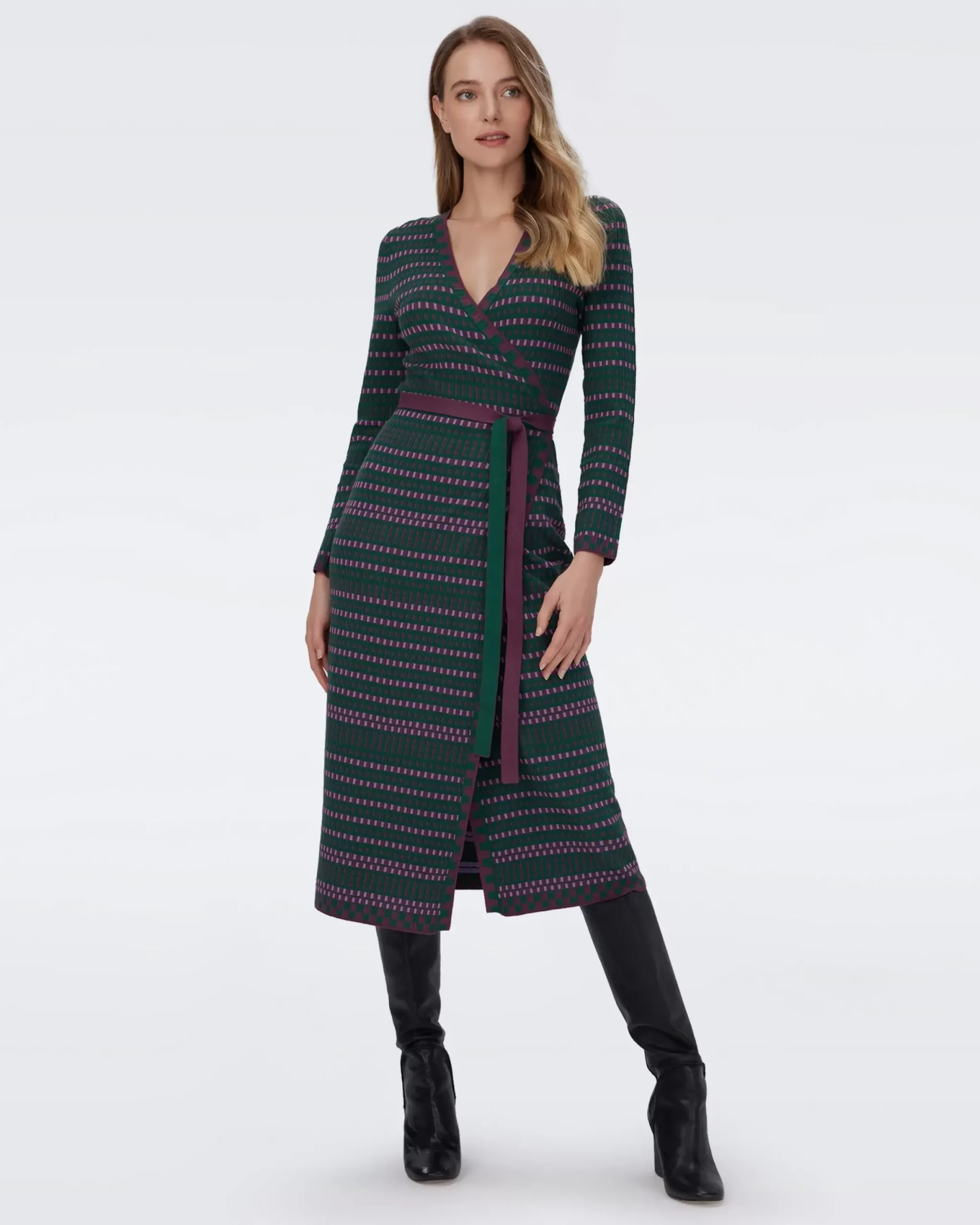 Barby Knit Jacquard Wrap Dress-dvf Flash Sale