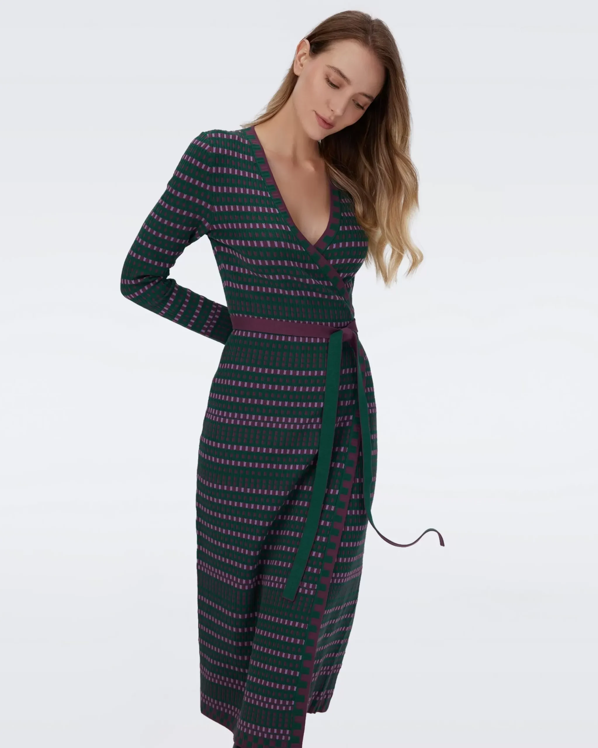 Barby Knit Jacquard Wrap Dress-dvf Flash Sale