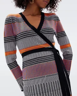 Brigid Knit Jacquard Wrap Dress-dvf Store