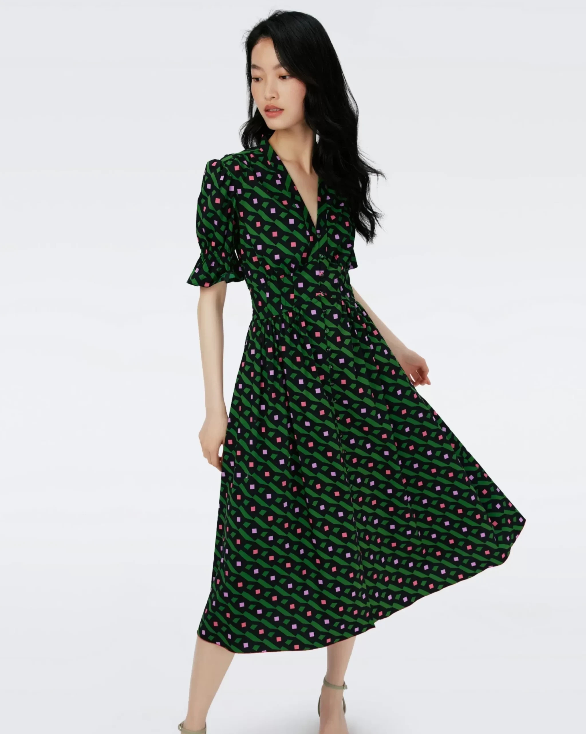 Erica Cotton Midi Dress-dvf Store