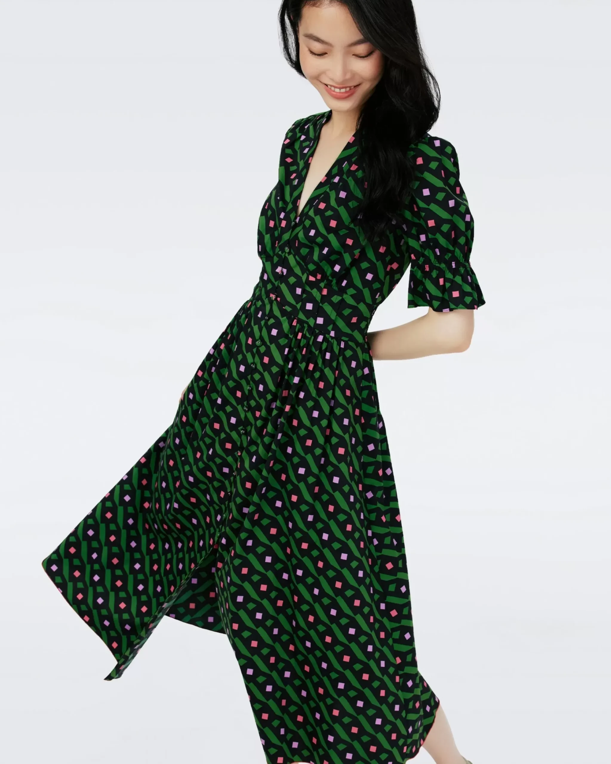 Erica Cotton Midi Dress-dvf Store