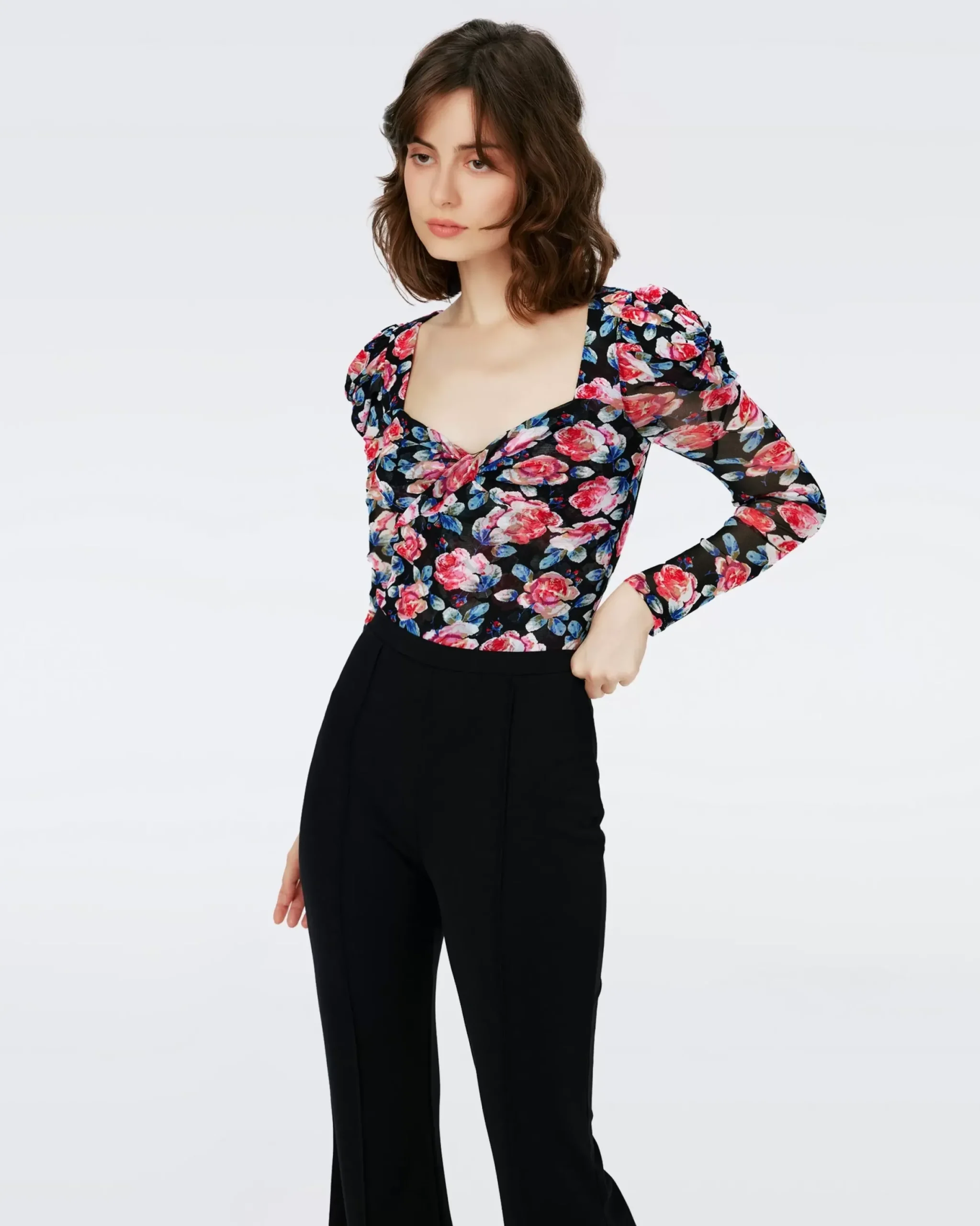 Erik Long Sleeve Mesh Bodysuit-dvf Store