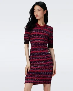 Harry Short Sleeve Knit Jacquard Dress-dvf Best Sale