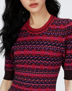 Harry Short Sleeve Knit Jacquard Dress-dvf Best Sale