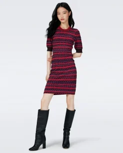 Harry Short Sleeve Knit Jacquard Dress-dvf Best Sale