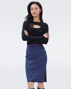 Hazel Knit Jacquard Skirt-dvf Best Sale