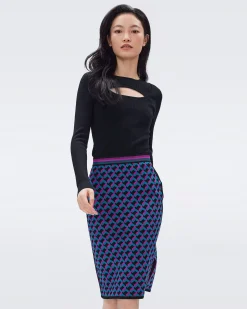 Hazel Knit Jacquard Skirt-dvf Best Sale