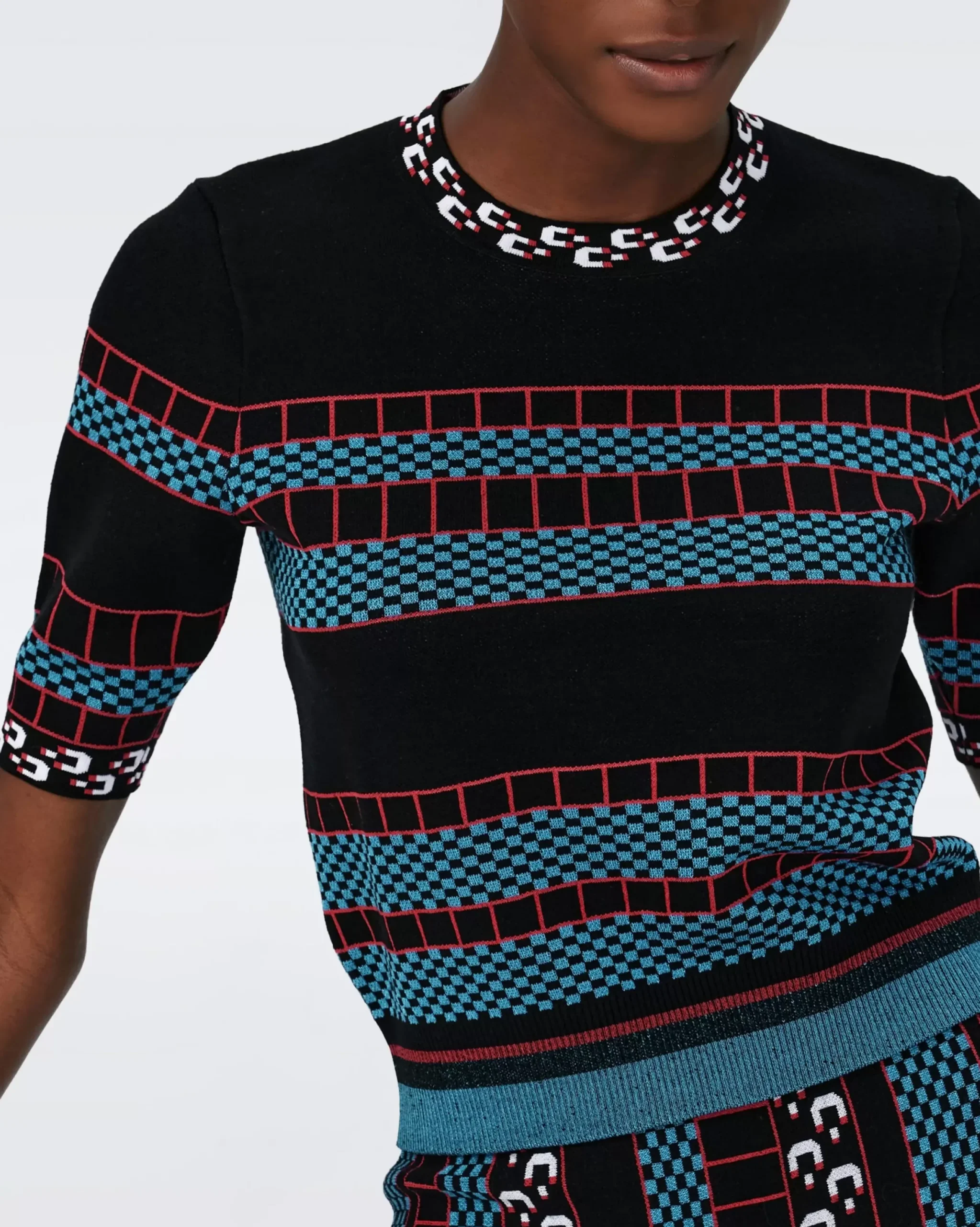 Hudson Knit Jacquard Sweater-dvf Fashion