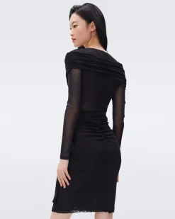 Izzie Faux-Wrap Mesh Dress-dvf Best