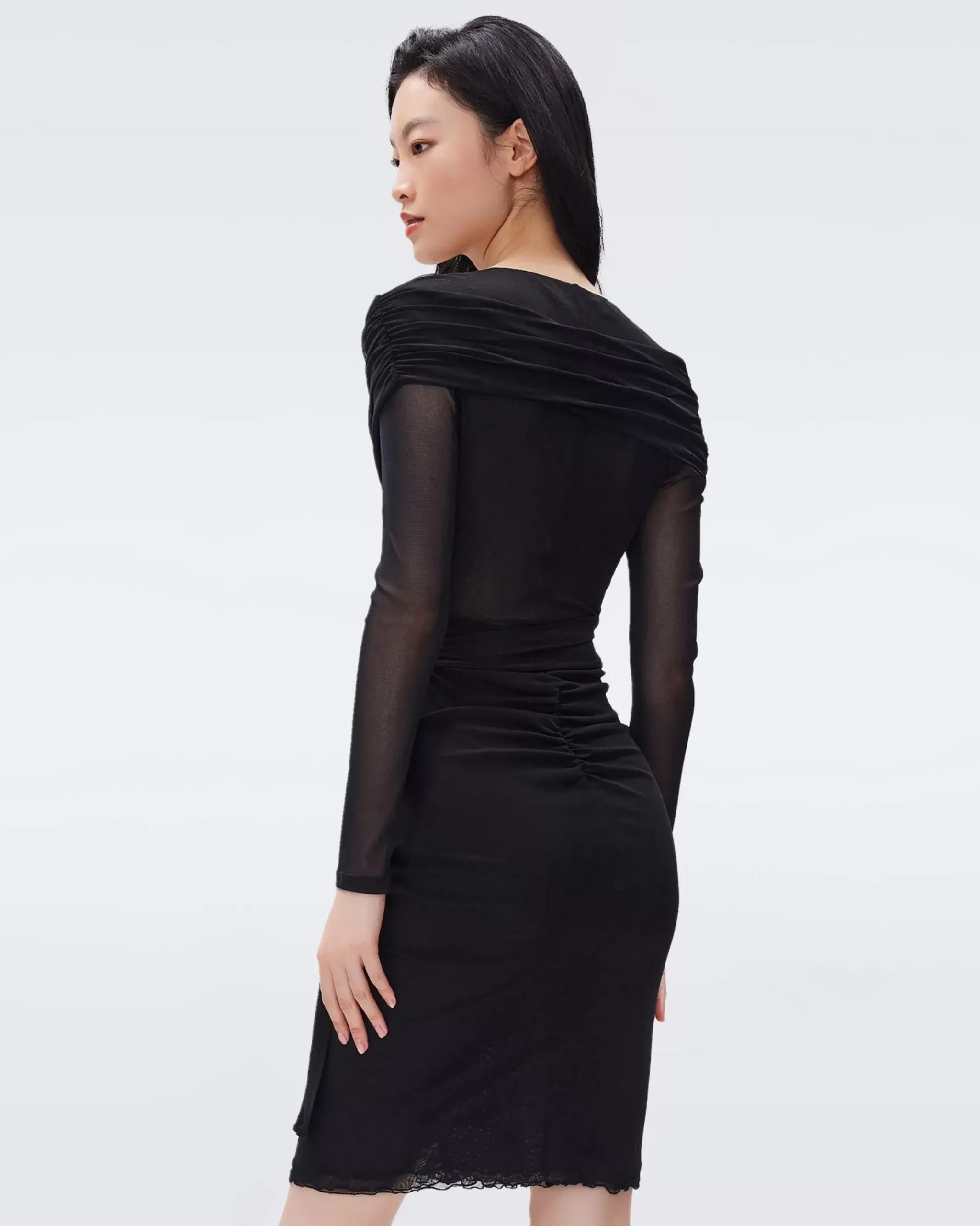 Izzie Faux-Wrap Mesh Dress-dvf Best