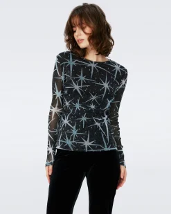 Logan Metallic Mesh Top-dvf Hot